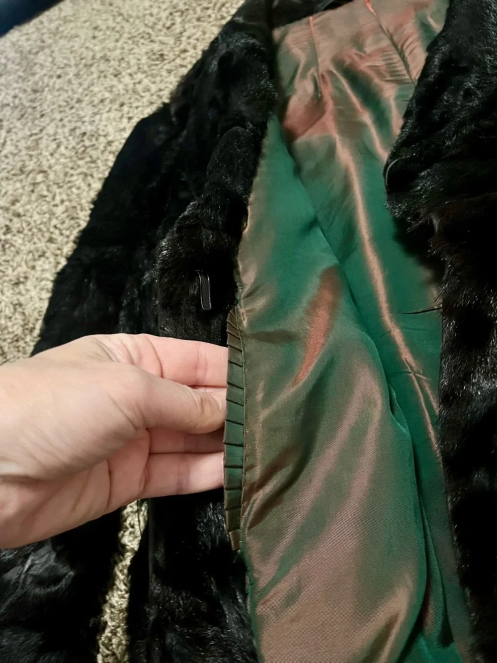 Vintage Black Fur  Coat Hip Length Lined Custom Made - Picture 8 of 12